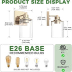 DORESshop 1-Light Bathroom Light Fixtures, Chrome Wall Sconces with Clear Glass Shade, Bathroom Vanity Light Fixture for Living Room Bedroom