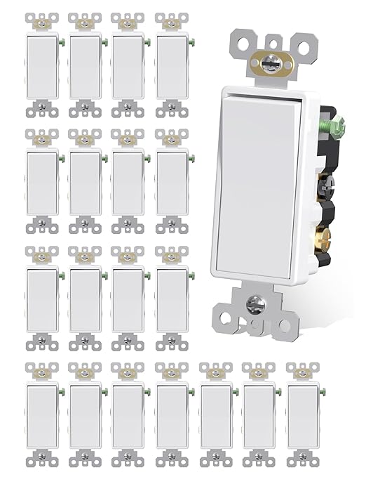 AIDA 20 Pack 4 Way Switch Decorative Light Switch, 15Amp, 120/277 Volt, 4 Way Decorative Light Rocker Switch Replacement, Self-Grounding, Residential and Commercial Grade, UL Listed