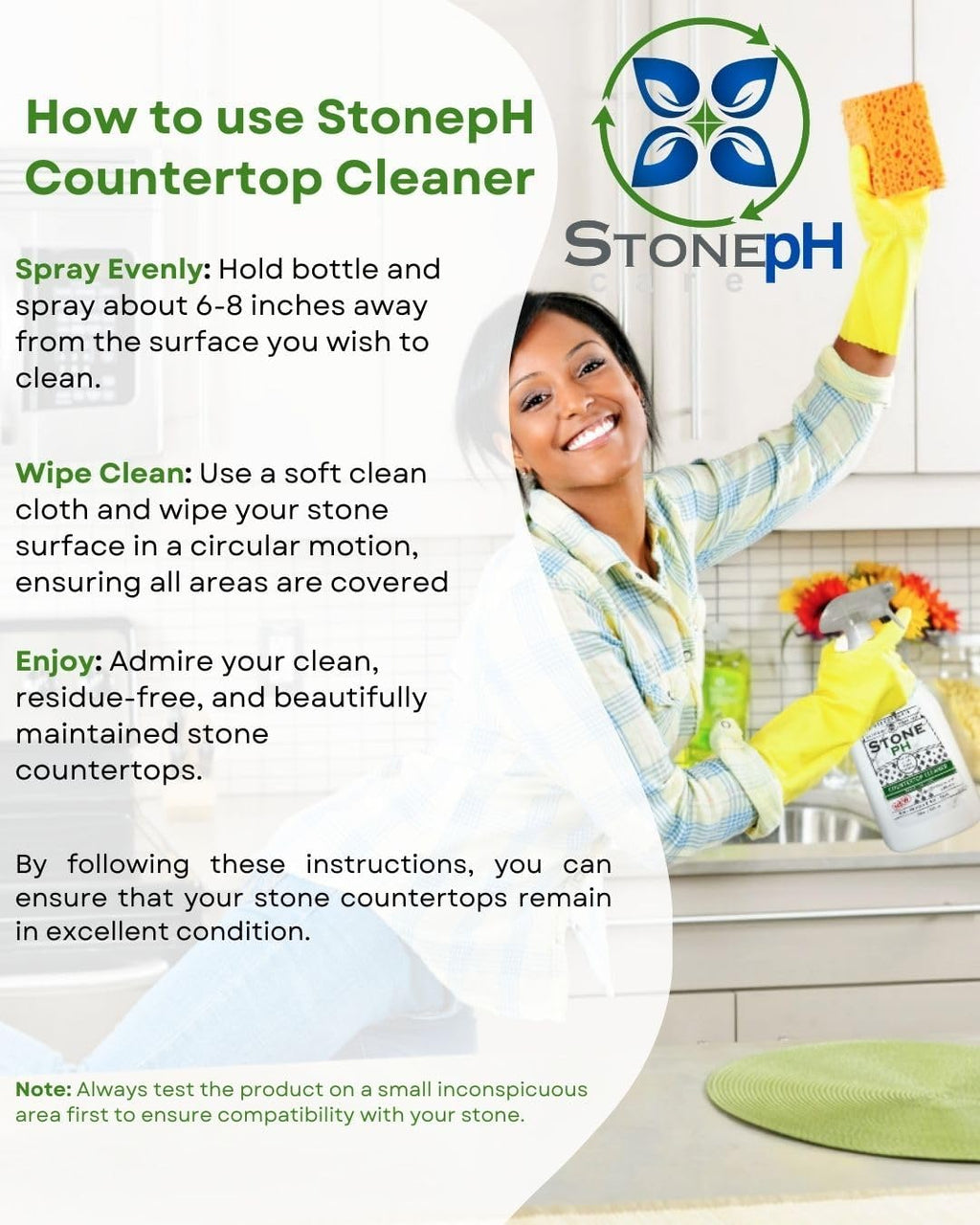 Countertop Cleaner Spray - Daily Granite Cleaner Spray - Stone Cleaner- Ph Neutral Formula For Kitchen & Home Cleaning Surfaces Marble, Quartz, Lemon, (25 Fl. Oz)