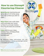 Countertop Cleaner Spray - Daily Granite Cleaner Spray - Stone Cleaner- Ph Neutral Formula For Kitchen & Home Cleaning Surfaces Marble, Quartz, Lemon, (25 Fl. Oz)