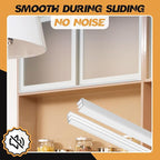 Landical 2 Sets Plastic Sliding Door Track Set for 1/4" Thick Panels Glass Cabinet Door Hardware System Window Sliding Track Easy Quick Installation(3 ft,White)