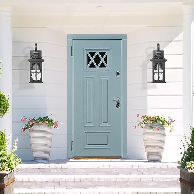 Darkaway Outdoor Wall Light Exterior Light Fixture with Water Ripple Glass, Aluminum Outside Lights Sconces Exterior Lighting for House Porch Patio Doorway Garage