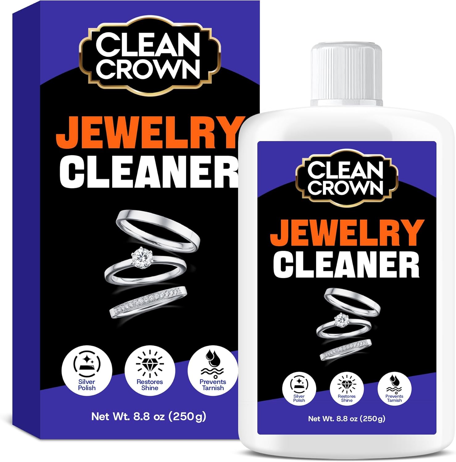 Silver Jewelry Cleaner (8.8 Oz), Silver Cleaner Jewelry Tarnish Remover, Sterling Silvers Polish Cleaners, Metal Polish for Chrome, Aluminium, Brass, Copper, Sterling Silvers and ‌Jewellery