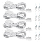 Plug in Pendant Light Cord Kit - 16Ft Light Bulb Socket with Cord E26/E27 Hanging Lantern Lamp Cable with Switch,Socket Rings, 4 Pack, White