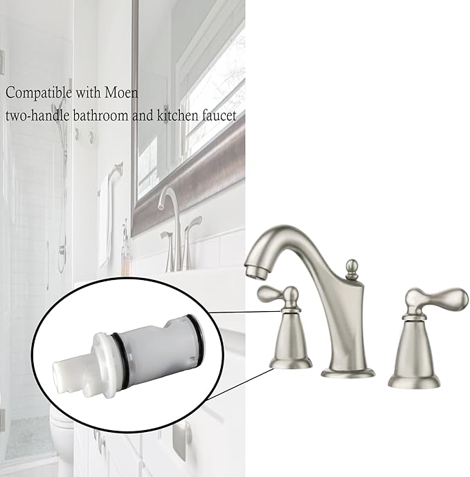 ALITZ 1224 / 1224B Replacement Faucet Cartridge 2-Pack – Compatible with Moen Two Handle Faucets & Tub Showers – Hot & Cold Water, Fix Leaks, Smooth Handle Rotation