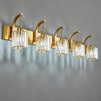 5-Light Crystal Vanity Light, Modern Gold Bathroom Wall Sconce with K9 Crystal Shades, 42.51" Long Over Mirror Lighting for Vanity, Makeup, Hallway, Elegant & Easy Installation