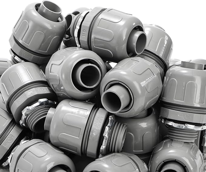 30 Pcs Conduit Connectors, 1/2 Inch PVC Electrical Liquid Tight Connector, 180 Degree Straight NPT Non-Metallic Fitting for Home Kitchen Bathroom Outdoor Tubes Tools Supplies, Grey