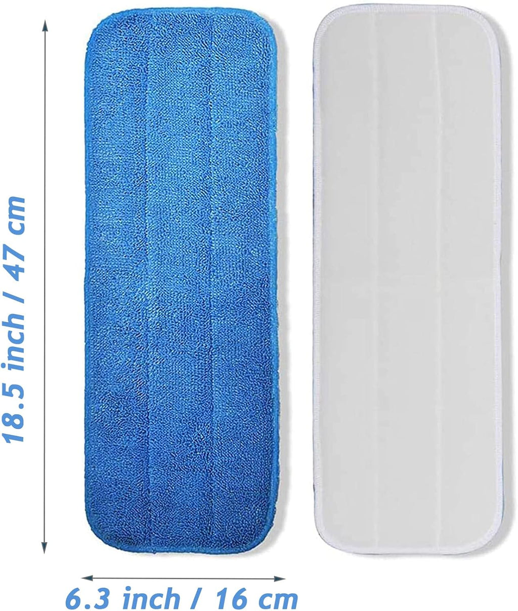 Microfiber Mop Pads, 18.5 x 6.3 Inch Reusable and Washable Spray Mop Pads, Wet and Dry Household Mop Pad Replacement, Set of 12(Blue)