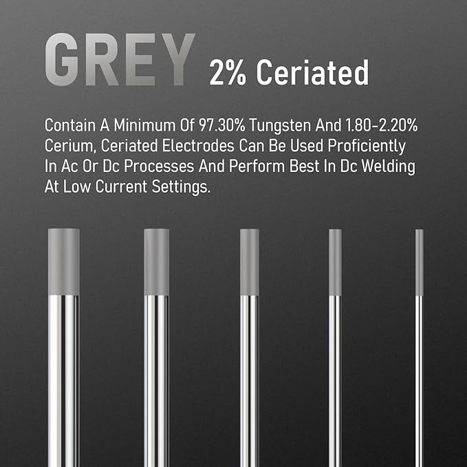 YESWELDER TIG Welding Tungsten Electrode 2% Ceriated .040" x 7" (Gray, WC20/EWCe-2) 10-pk