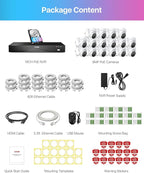 ZOSI 32CH 4K PoE Security Camera System,16pcs 8MP Dome Cameras,Person Vehicle Detection,Two-Way Talk,Spotlight Color Night Vision,16Port 32Channel NVR with 4TB HDD,24/7 Recording for Home/Business