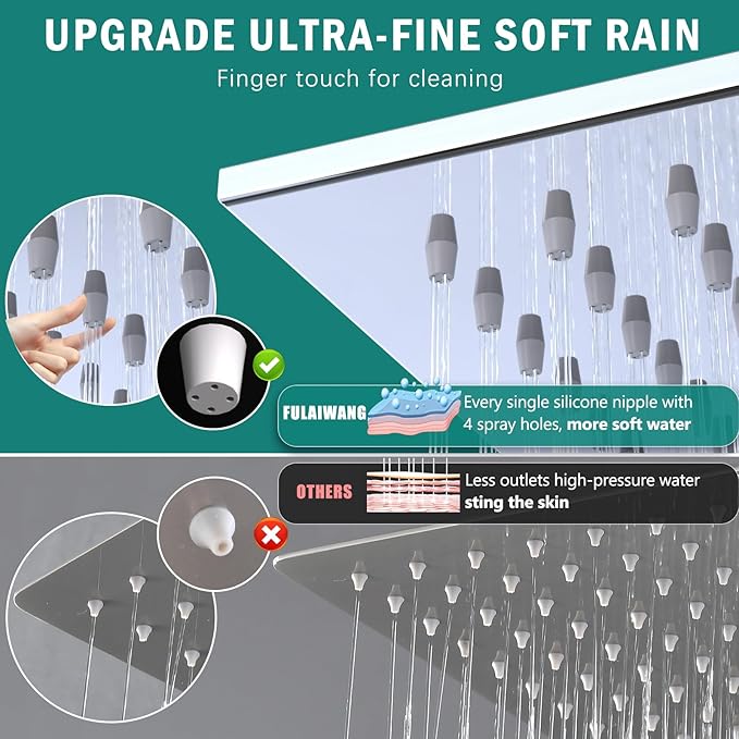 Enga Shower System Dual Shower Heads with 10+6" Dual Rain Shower Head with Handheld Spray for Two People, Wall Mount Shower Faucet Set with Valve Kit, Chrome