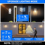 Porch Light with GFCI Outlet Dusk to Dawn Motion Sensor Outdoor Light 3 Light Modes Exterior Light Fixture Waterproof Outside Wall Light for House Patio Garage（White）