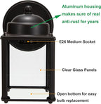 LIT-PaTH Outdoor Wall Lantern, Wall Sconce as Porch Lighting Fixture, E26 Medium Base 60W Max., Aluminum Housing Plus Glass, Bulbs NOT Included, 2-Pack, Bronze Finish
