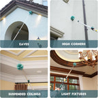 20 Feet High Reach Cobweb Duster with 5-12Ft Extension Pole, Webster Cobweb Duster with 3-Stage Telescopic Aluminum Pole, Spider Web Brush for Outdoor & Indoor Cleaning - Soft Bristles.