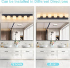 6 Light Modern Bathroom Light Fixtures Over Mirror, Black Vanity Lights for Bathroom Wall Sconces with Milky White Glass Shades, E26 Socket (Bulbs Not Included)