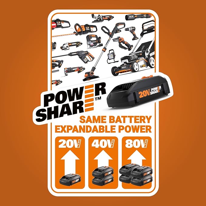 Worx Nitro 20V Cordless 1/2" Drill Driver With Brushless Motor - Compact & Lightweight Set Only 6" and 3 lbs. - Power Share Compatible WX130L - Batteries & Charger Included