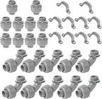 (1" Conduit Parts 30 Pack) Yariwiz 1 Inch PVC Electrical Conduit Fitting Plastic Liquid Tight Conduit Connector Kit, 10 Pack of Conduit 90 Degree Elbows and 10 Pack of Conduit Straps
