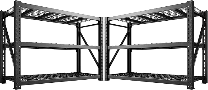Bepatio 8250LBS Garage Shelving Heavy Duty Storage Shelves Industrial Metal Shelving Adjustable 3-Tier Shelves for Garage, Warehouse Basement Storage Room 24" D × 60" W × 66" H