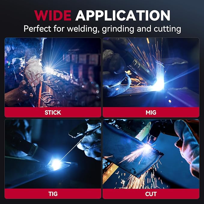 ARCCAPTAIN Large View 3.94" x 3.66" True Color Auto Darkening Welding Helmet with Light, Solar Powered Welding Hood, 4 Arc Sensor Wide Shade 4/5-9/9-13 for Stick MIG TIG Cut