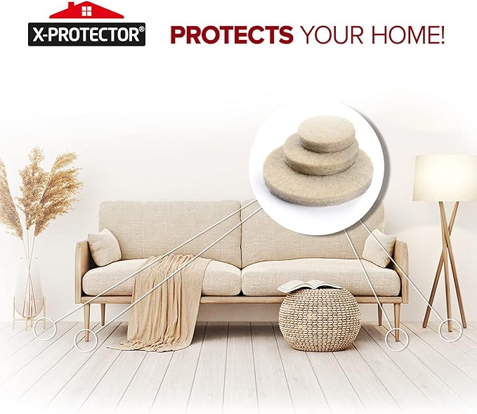 Felt Furniture Pads X-PROTECTOR 181 PCS Premium Furniture Pads - Felt Pads Furniture Feet Best Wood Floor Protectors - Protect Your Hardwood & Laminate Flooring!