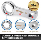 DISEN 10-Piece Metric Torque Wrench Adapter Set (10-19mm) - Chrome Vanadium Steel, 3/8-inch Square Drive Torque Adapter, Extension Rod Repair Tool, Color Box Packaging