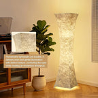 GyroVu Floor Lamp for Living Room, 47“ 3-Color Temperature Standing Corner Floor Lamps, Modern Column Floor Light with White Fabric Shade for Bedroom, Home Office, Kids Room, 2 Bulbs Include