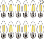 FLSNT 5000K Daylight Dimmable LED Candelabra Bulbs, 60W Equivalent, B11 E26 Base LED Chandelier Light Bulbs, 550LM, 12 Pack UL,CA65 List.