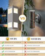 harriet Porch Lights Outdoor Modern - IP64 Waterproof Aluminum and Tempered Glass Cover, 13" Rectangular Up/Down Wall Sconce for Porch, Garage & Patio, Exterior Lighting, White, 2 Pack