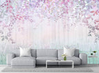 Hazy Pink Leaves and Greenery Wallpaper, Large Art Wall murals for Bedroom, Living Room, Bath Room backdrops(Non-self-Adhesive)