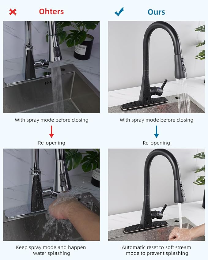 Hibbent Stainless Steel Pull Down Spray Head Replacement with 15 Adapters, NSF/ANSI/CAN 61 & CUPC Certified 3-Function Kitchen Faucet Nozzle Compatible with Moen, Delta, Kohler, Oil-Rubbed Bronze