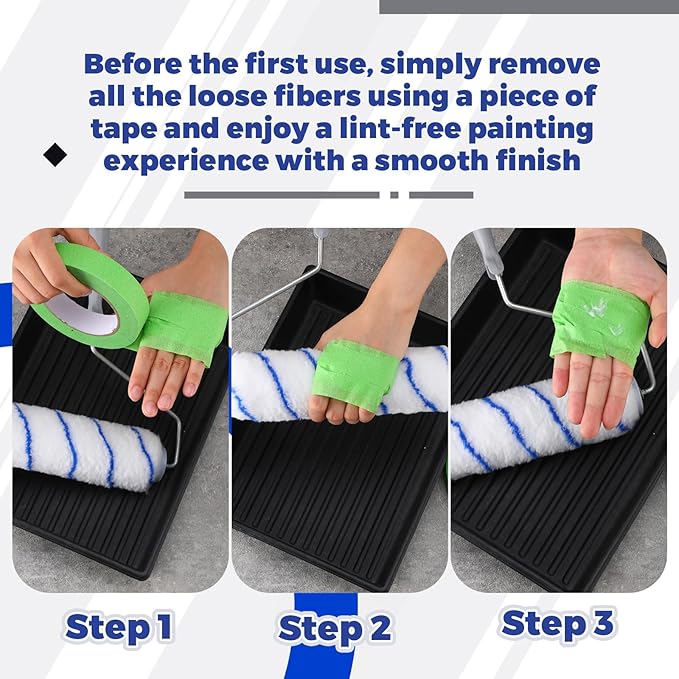 Leumoi 120 Pcs Paint Roller Covers, 1/2 Nap 9" Roller Covers, High Capacity Microfiber Naps for Wall Paint Kit Home Repair Tools Painting Supplies (Blue)