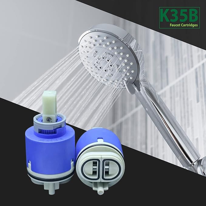 Kerox PBS 40 Faucet Cartridge - Replacement Shower Valve Cartridge, Parts For Bathtub, Bathroom Faucet Repair, Tub Shower Cartridges W/Water Pressure Balancing, Single-Lever Type - 40mm Diameter