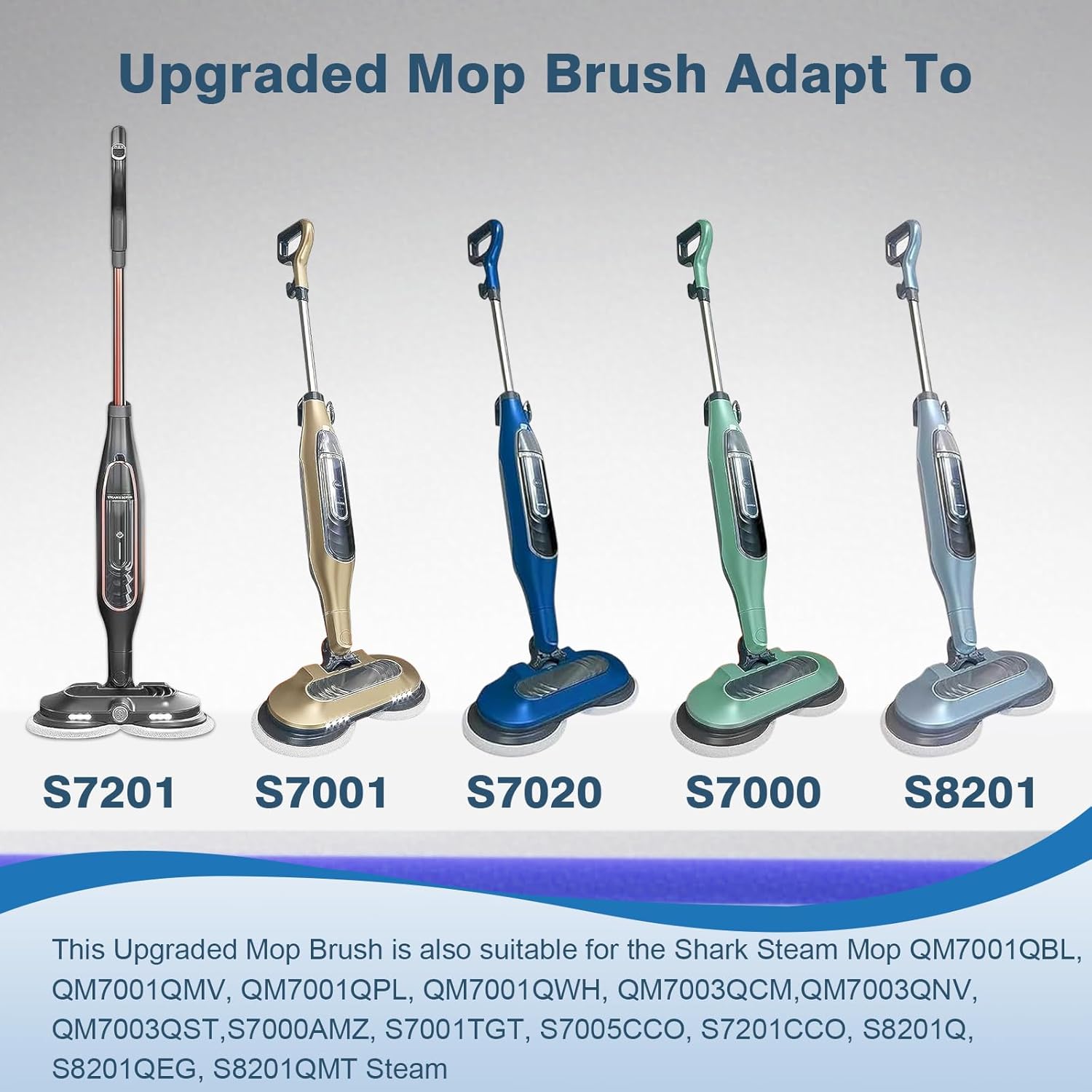 2 Pack Upgraded Mop Pad Replacement Brush Heads Compatible with Shark S8201 S7001 S7201 S7000 S7001 S7005 S7020 Steam Mop Pads, Professional Cleaning and Polishing, for Deep Cleaning Hard Floors