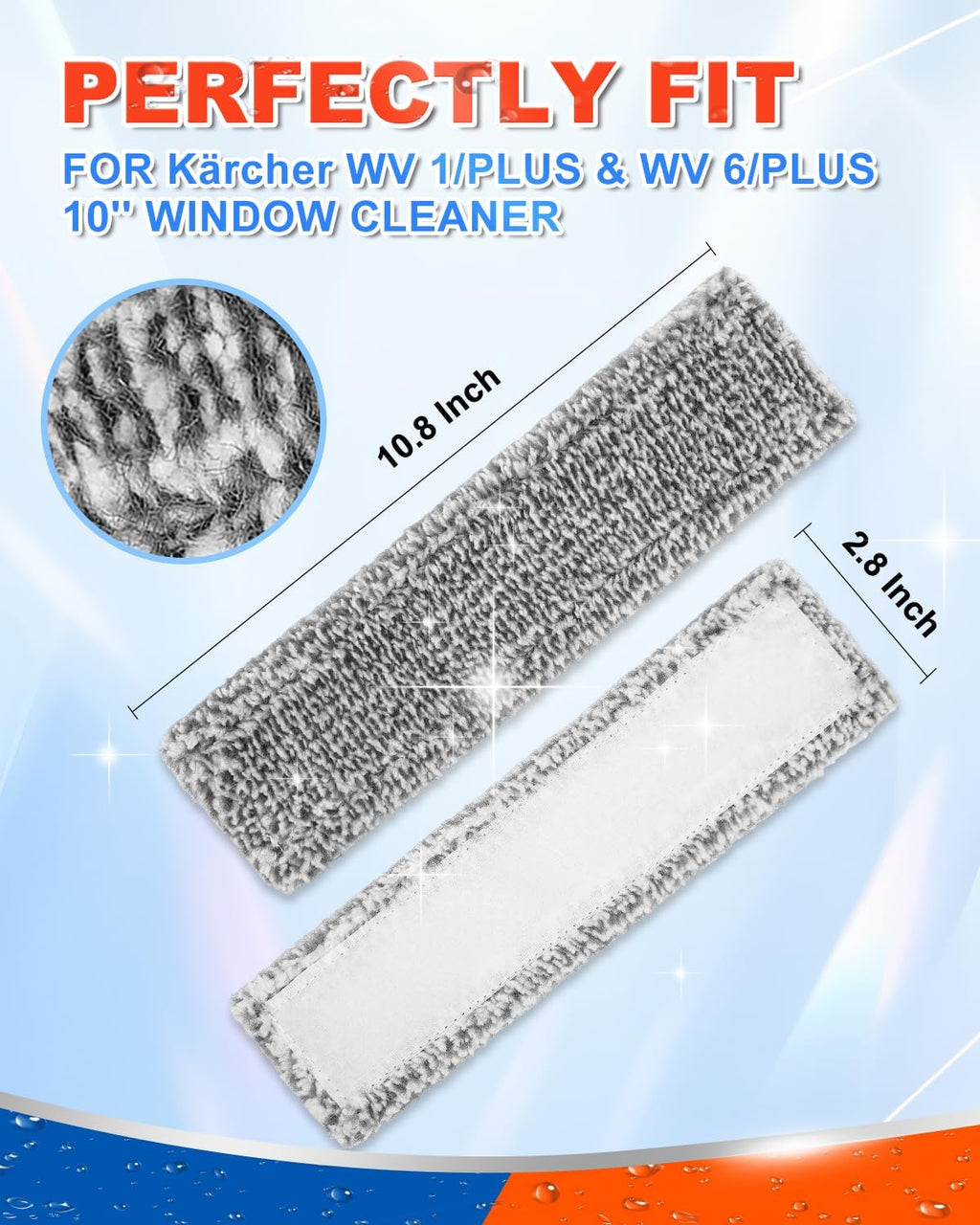 DR DAPPER Window Vacuum Pads Compatible with Kärcher WV 1 WV 6 Squeegee for Shower Glass, Microfiber Windows Pads Compatible with Karcher Steam Cleaner, Electric Squeegee for Window Cleaner - 2 Pack