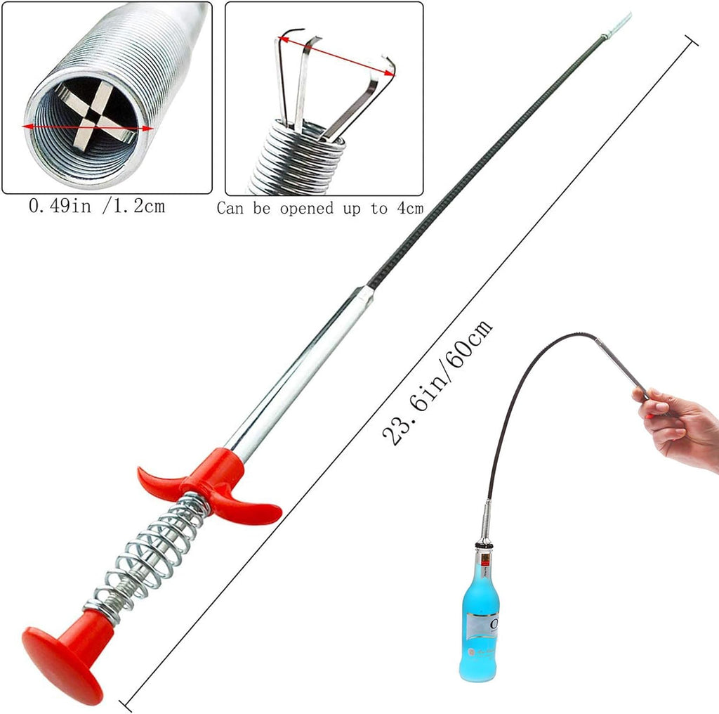 Drain Snake, Drain Clog Remover - Gutter Cleaning Tools Drain Cleaner for Toilet Sewer Shower Kitchen Bathroom Tub Clogged Drains Opener Cleaning Tool, Flexible Grabber Claw Pick Up Reacher (24 inch)