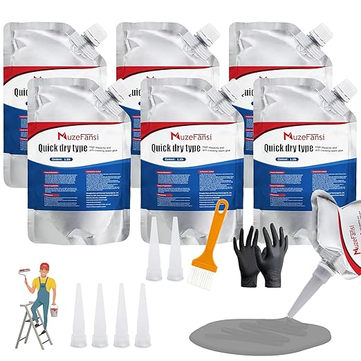 Concrete Crack Filler, Slab Concrete Crack Waterproof Repair Sealant, Weather-Resistant Caulking Glue, Quick-Drying Sealing Adhesive(6 pcs)
