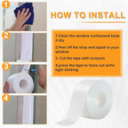 Window Weather Sealing Tape 2 Inch x 90 FT Weather Stripping Residue-Free Window Seal Insulation Tape for Doors Windows and Shower Glass Gaps White