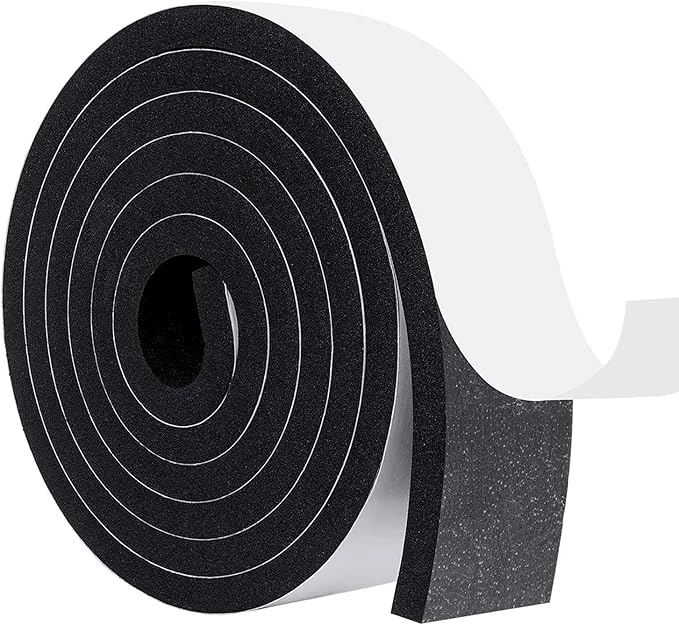 MAGZO Weather Stripping Door Seal, 2 Inch Wide X 3/8 Inch Thick Adhesive Foam Tape Soundproof Weatherstripping for Windows, 1 Roll Total 6.5FT Black