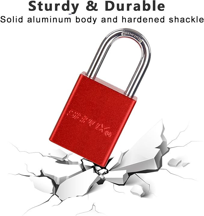 SEPOX® Ultra-Durable Anti-Rust Outdoor Padlock - Red Aluminum 38mm 1-1/2" with Long Shackle & 3 Big Keys Ideal for Gate, Storage, Locker, Fence & Lock-Out, High Security