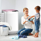 Waterjoy Portable Washing Machines, 7.7 lbs Load Capacity Portable Washer and Dryer Combo with Built-in Barrel Light & LED Display for Household and Apartment （Pink）