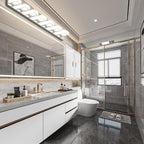 Ralbay 46" LED Chrome Vanity Lights 7 Lights Acrylic Stainless Steel LED Modern Vanity Lights Chrome Bathroom Lighting Fixtures Over Long Mirror (Natural White Light 4500K)