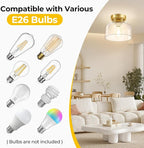 Semi Flush Mount Ceiling Light Brushed Gold - Clear Glass Pendant Lamp Shade, Modern Farmhouse Light Fixture for Hallway Corridor Kitchen Entryway Bedroom, Bulb Not Included