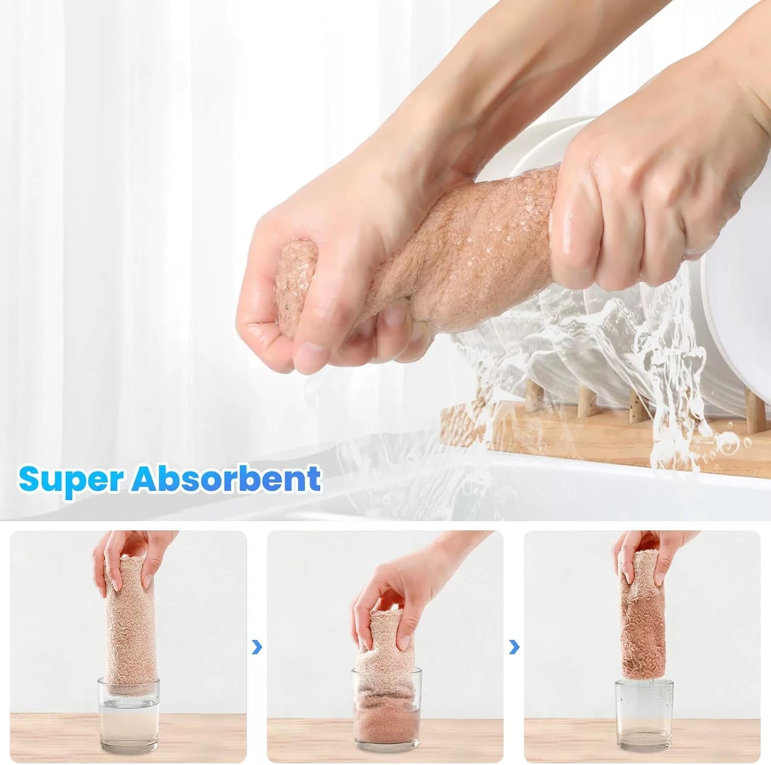 12 Pack Cleaning Cloth,Ultra Soft Absorbent Quick Drying Microfiber Cleaning Rags,No Scratches,Reusable,Washable,Lint Free Cleaning Towels for Kitchen,Window,Glass,car,11.8"×11.8"(Camel)