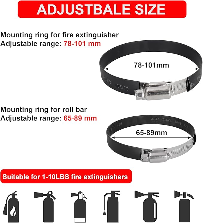 UTV Fire Extinguisher Mount Bracket, Quick Release Fire Extinguisher Mount Holder for Jeep, Offroad Car, UTV Accessories (B)