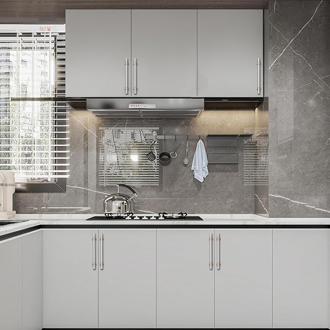 Asidrama 10 Pack 5 Inch(128mm) Brushed Satin Nickel and Champagne Bronze Kitchen Cabinet Handles, Cabinet Pulls Kitchen Cabinet Hardware Cupboard Handles Drawer Pulls