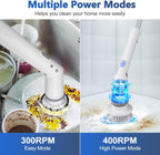 Qimedo Handheld Spin Scrubber with Extended Long Handle, Rechargeable Electric Scrubber for Cleaning, Cordless Power Dish Scrubber with 6 Brushes for Bathtub Grout Tile Floor