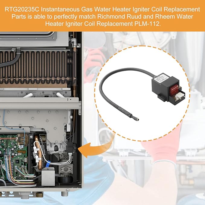 Rheem Tankless Water Heater Parts RTG20235C 120v Tankless Gas Water Heater Ignitor Coil Fits for Richmond Ignitor Coil and Ruud Replacement
