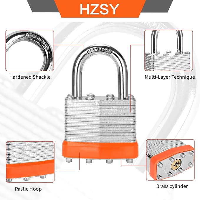 Padlocks Keyed Alike, Pack of 24, Laminated Steel Keyed Lock (1-9/16", 40mm), Padlocks with Same Key, Normal Shackle, for Toolbox, Locker & StorageUnit or More