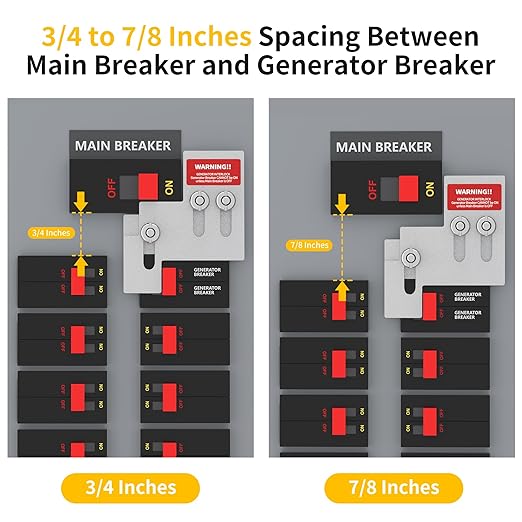 Generator Interlock Kit Compatible with Square D QO or Homeline 100 or 125 Amp Panels, Interlock Kit with 3/4 to 7/8 Inches Spacing Between Main and Generator Breaker