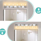6-Light Bathroom Light Fixtures Modern Chrome Vanity Lights for Bathroom Lighting Fixtures Over Mirror with Clear Glass Shade for Cabinet Mirror Bedroom Hallway